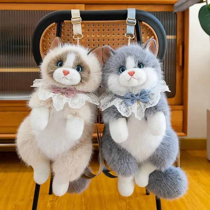 OZBEKSHOPS Peluş Konuşan Kedili Sırt Çantası