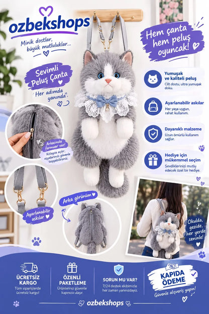 OZBEKSHOPS-MiyavPati Peluş Çanta
