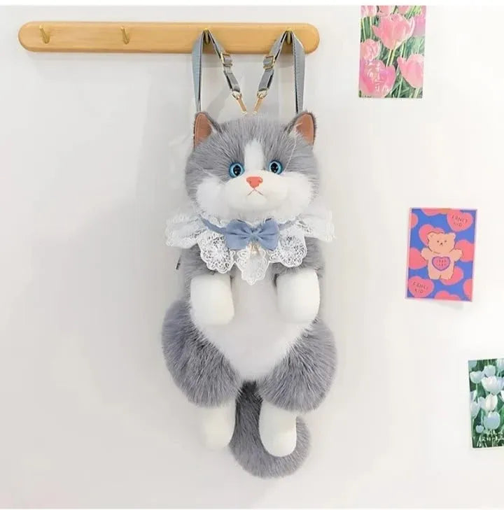 OZBEKSHOPS Peluş Konuşan Kedili Sırt Çantası